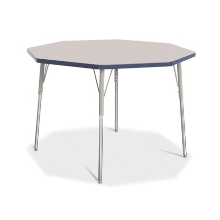 Jonti-Craft Berries Octagon Activity Table, 48 in. x 48 in., A-height, Freckled Gray/Navy/Gray 6428JCA112
